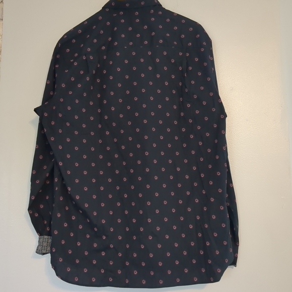 NWT Ted Baker Shirt Men's Large Black Floral Luxury Flipp Cuff Button Down - Picture 4 of 10